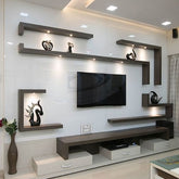 Trueliving Wall-Mounted Colorful Tv Unit with Shelf & Drawers 137.2 L x 33 W x 109.2 H